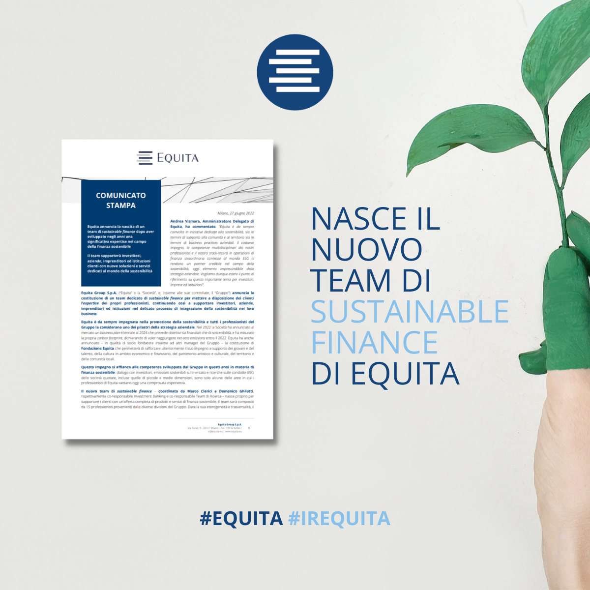 Annuncio team sustainable finance Equita Annuncio team sustainable finance Equita