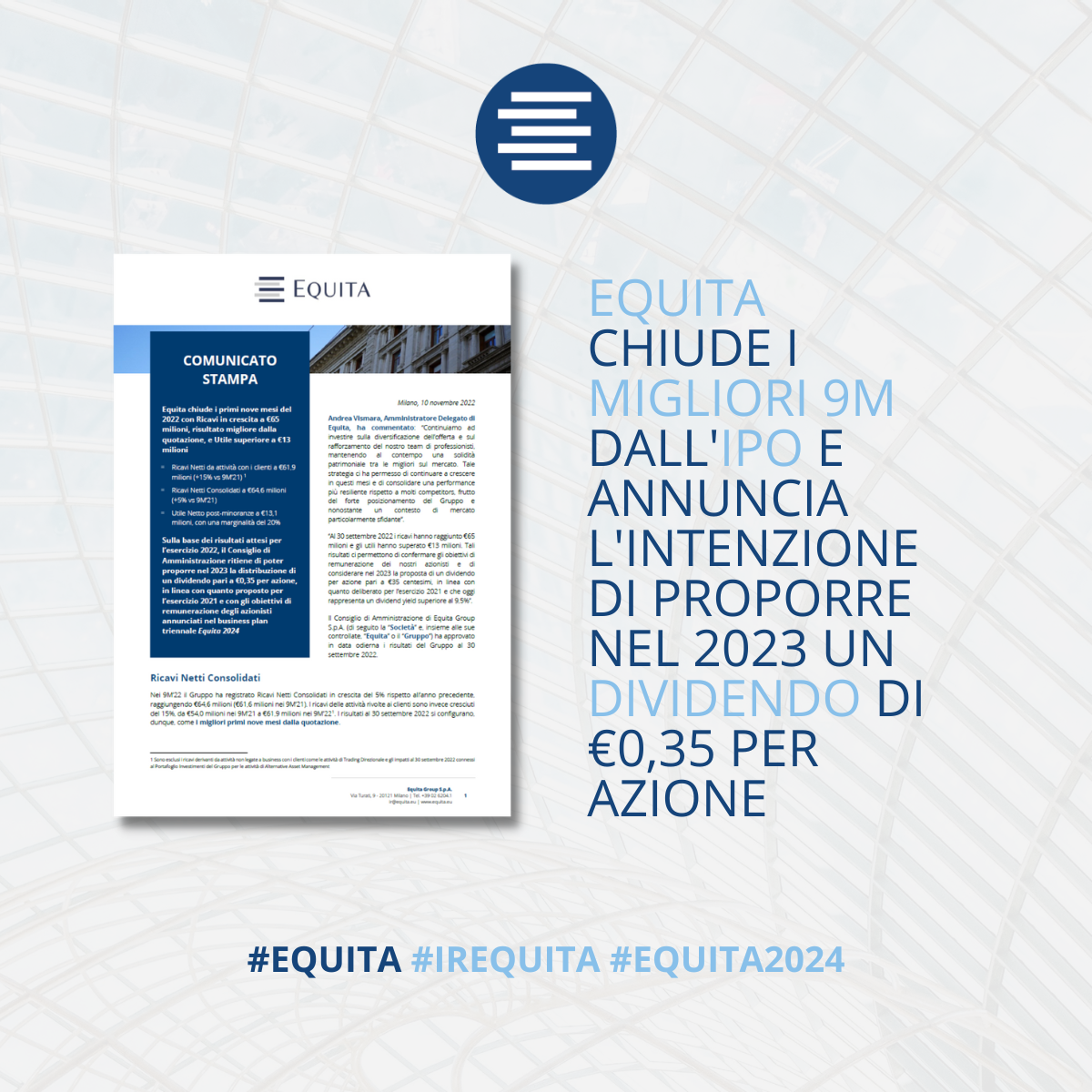 Template post IR 9M 2022 Comunicato Template post IR 9M 2022 Comunicato